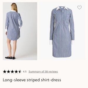 J. Crew Classic Blue Striped Long Sleeve Dress